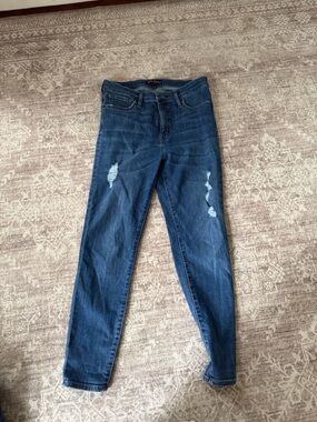 J. Crew Mercantile Women's Skinny Jeans in Dark Blue with Distressed Knees